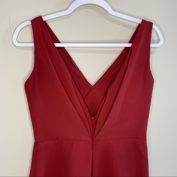 Jim Hjelm - Occasions - Burgundy Chiffon Knee Length Dress - Size 10 - Picture 5 of 10